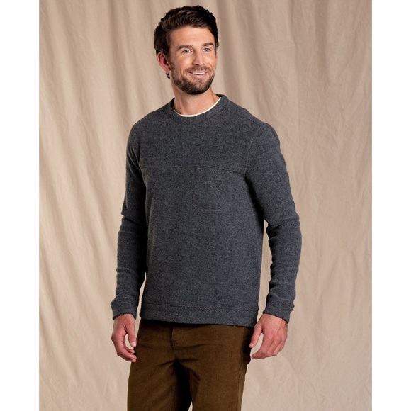 Toad & Co Breithorn Sweater Black/Gray Pullover Crewneck Wool Blend Men’s Sz M - Picture 1 of 16